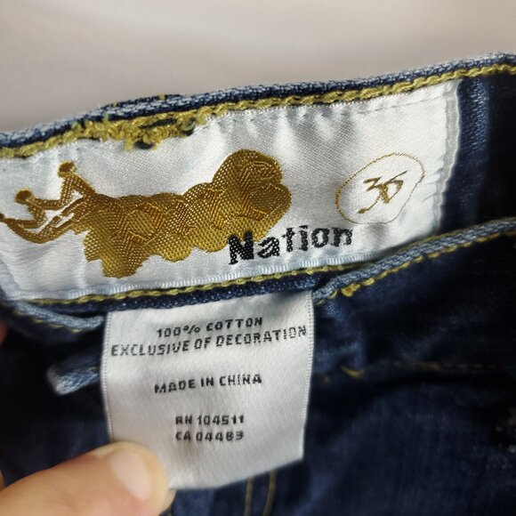 Vintage PNB Nation Mens Dark Blue Wash Denim Shorts Sz 36 - Picture 3 of 9